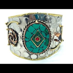 WESTERN MOSAIC OVAL TRI-TONE TEXTURED CUFF
